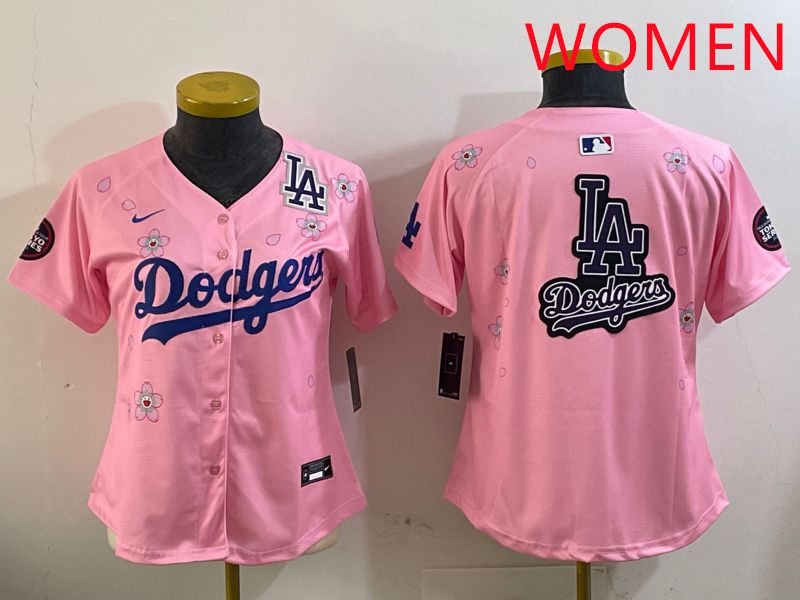 Women Los Angeles Dodgers Blank Pink Sakura Edition 2025 Nike MLB Jersey style 21